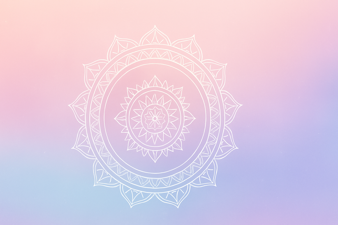 Soft pastel mandala background symbolizing chakra healing and journaling for inner balance.