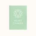 Heart Chakra digital journal in pastel green with white chakra symbol and text on a clean white background.