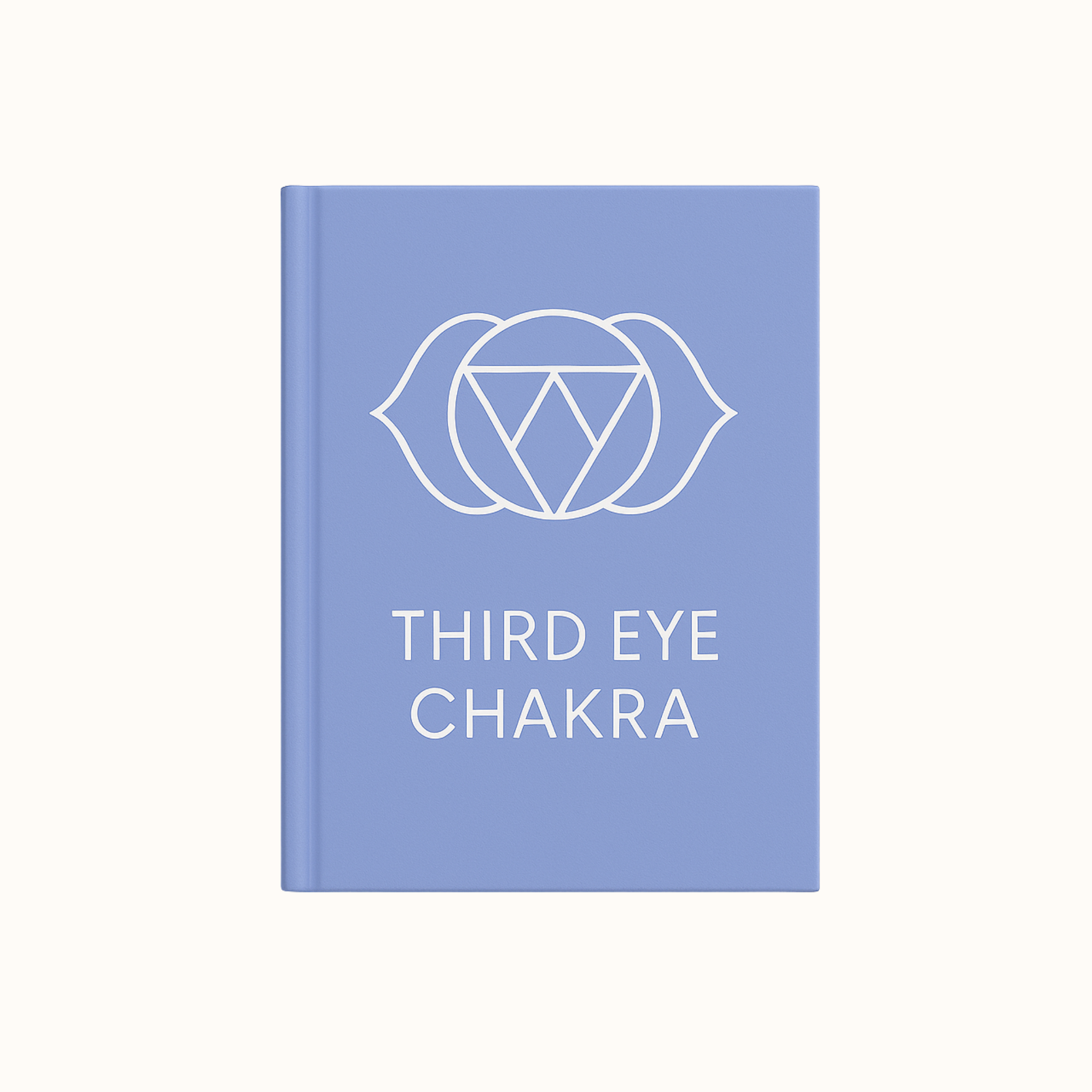 Third Eye Chakra digital journal in pastel indigo with white chakra symbol and text on a clean white background.
