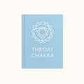 Throat Chakra digital journal in pastel blue with white chakra symbol and text on a clean white background.